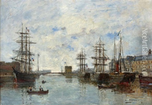 Entree Du Port Du Havre Oil Painting - Charles Francois Pecrus