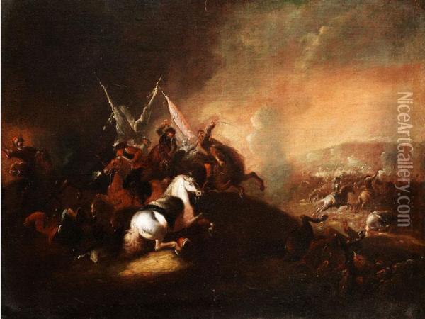 Schlachtenbild Aus Denturkenkriegen Oil Painting - Francesco Giuseppe Casanova