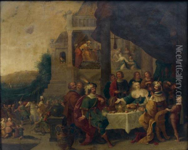 Le Banquet D'esther Oil Painting - Hieronymous III Francken