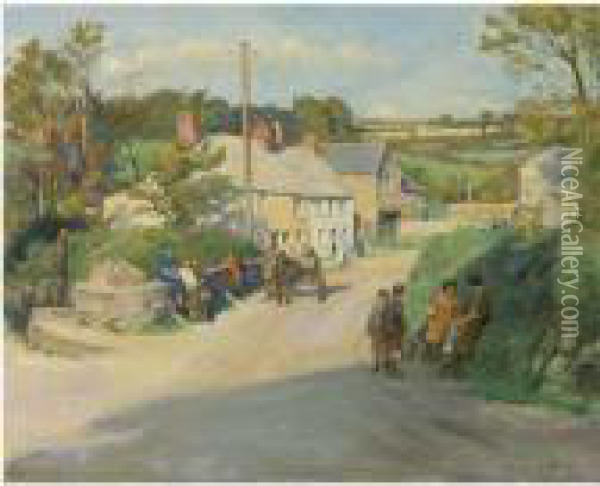 A Cornish Village Oil Painting - Stanhope Alexander Forbes