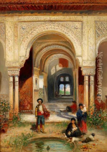 Zigenare I Alhambra Oil Painting - Frans Wilhelm Odelmark