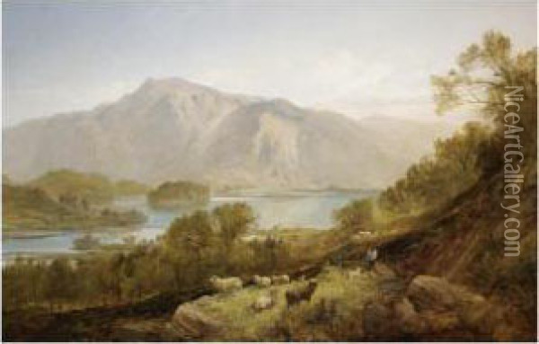 Resting By The Lake Oil Painting - Joseph Denovan Adam