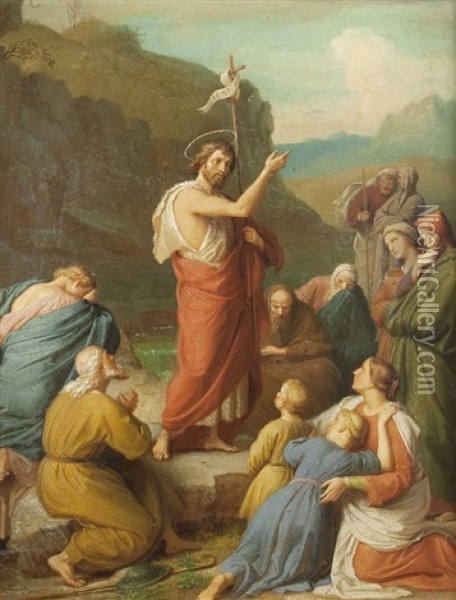Die Predigt Jesu Oil Painting - Andreas Mayr