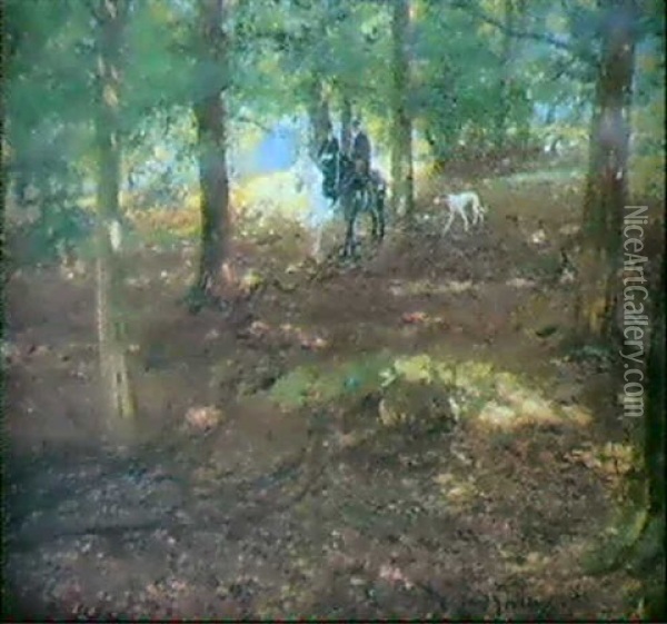 In The Woods, Bolton Abbey Oil Painting - Sir David Murray