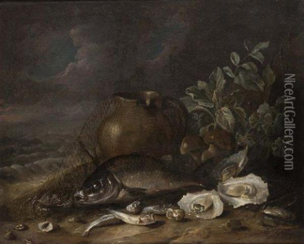 Nature Morte A La Dorade Oil Painting - Jakob Gillig