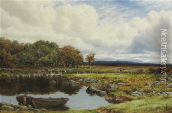 The Edge Of The Lake, Capel Curig Oil Painting - William Henry Mander