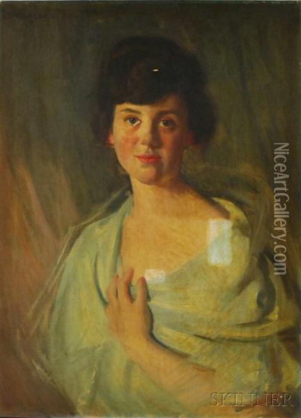 Portrait Of A Young Woman Oil Painting - Arthur Merton Hazard