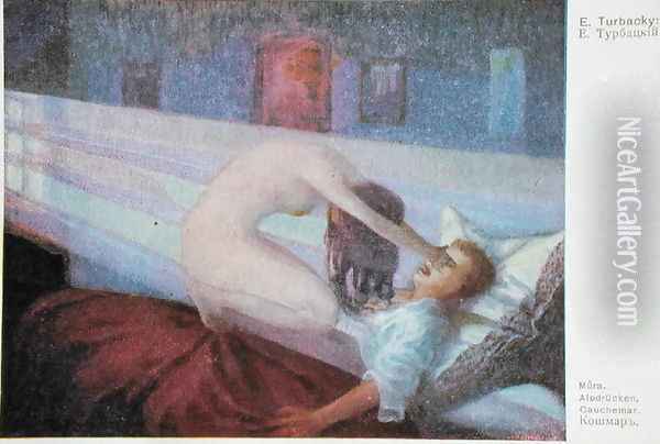 The Nightmare, c.1910 Oil Painting - E. Turbacky