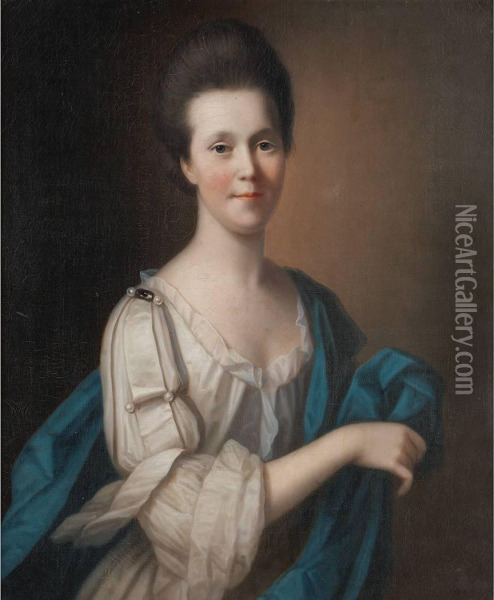 Portrait Of A Lady Saidto Be Ann Copeland Beale Oil Painting - John Singleton Copley