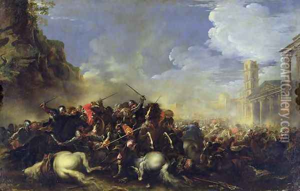 Battle Scene, c.1641-42 Oil Painting - Salvator Rosa