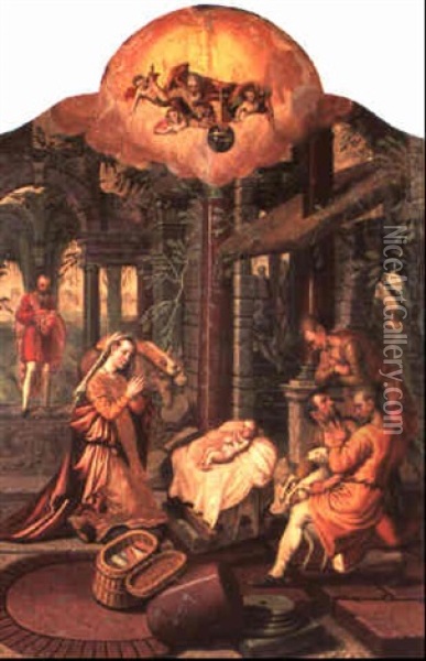 Die Anbetung Der Hirten Oil Painting - Pieter Pietersz the Younger