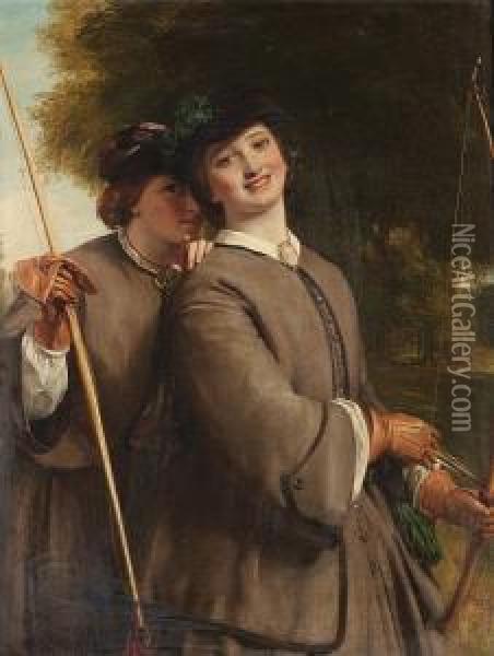 The Young Archers Oil Painting - John Callcott Horsley