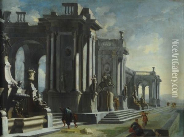 Capriccio Architettonico Con Figure Oil Painting - Giovanni Paolo Panini