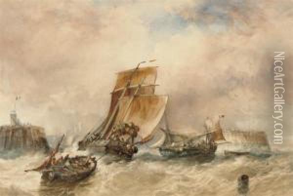 Running Into Calais On The Tide Oil Painting - Alfred Herbert