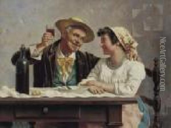 A Toast To Youth Oil Painting - Eugenio Zampighi