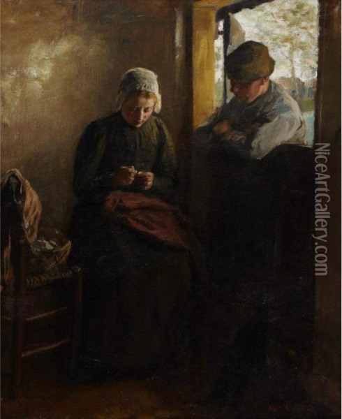 The Old Old Story Oil Painting - Albert Neuhuys