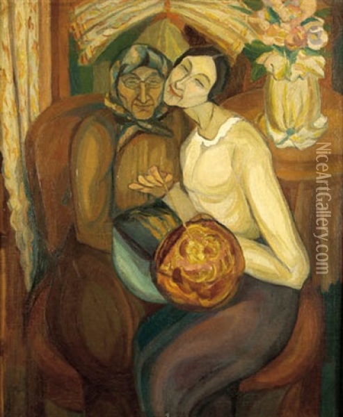 Women In A Room Oil Painting - Israel Lewin
