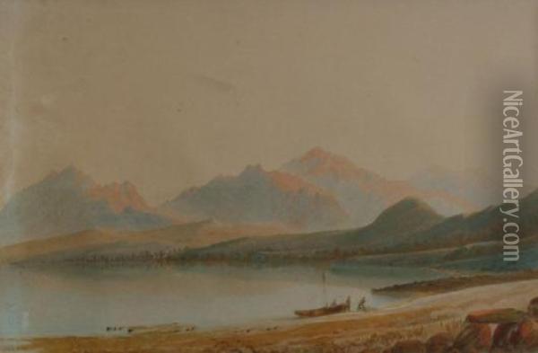 View Of Lake Manapouri Oil Painting - George O'Brien