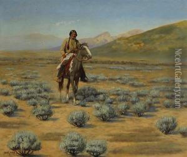 Indian On Horseback Oil Painting - Carl Moon