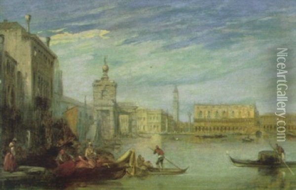 Vedute Von Venedig Mit Dogenpalast Oil Painting - Edward Pritchett