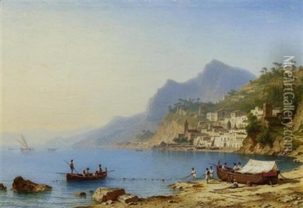 Bucht Von Amalfi Oil Painting - Carl Morgenstern