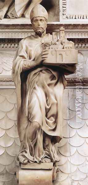 St Petronius Oil Painting - Michelangelo Buonarroti