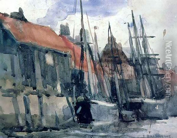 At The Wharf Oil Painting - Joseph Richard Bagshaw