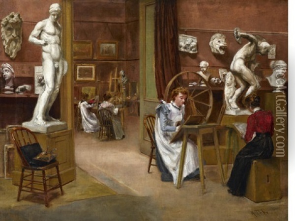 Women's Studio At The Boston Antheneum Oil Painting - Alexander Pope