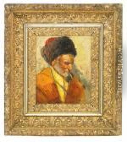 Portrait Of A Cossack Oil Painting - Franz Roubaud