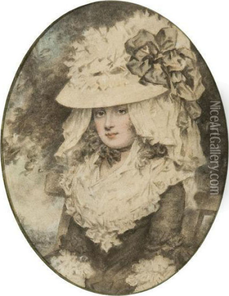 Portrait Of Queen Charlotte Oil Painting - John Downman