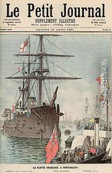 The French Flotilla in Portsmouth from Le Petit Journal 29th August 1891 Oil Painting - Fortune Louis Meaulle