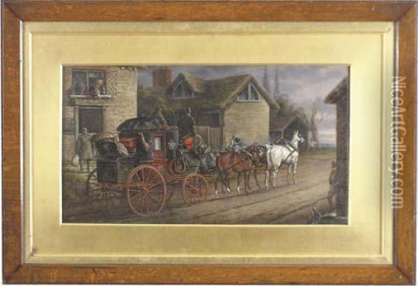 The York London Mail Coach Oil Painting - John Charles Maggs