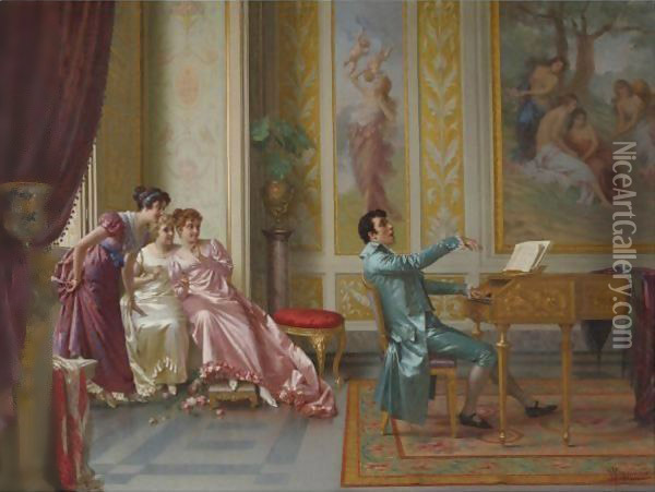 La Romanza Preferita Oil Painting - Vittorio Reggianini