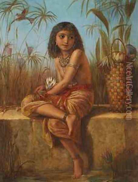 An Egyptian Flower Girl Oil Painting - Frederick Goodall