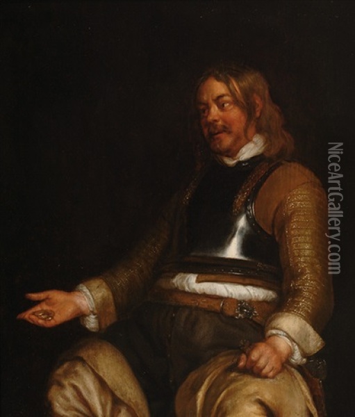 Portrait Of A Man Wearing A Cuirass Oil Painting - Gerard ter Borch the Younger