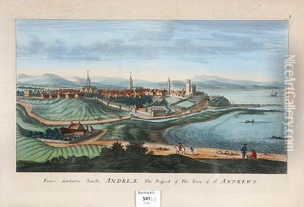 The Prospect Of Ye Town Of St. Andrews, 
 Circa 1780 - Arbroath The Prospect Of Ye Town Of Aberbrothick Oil Painting - A. Andrews
