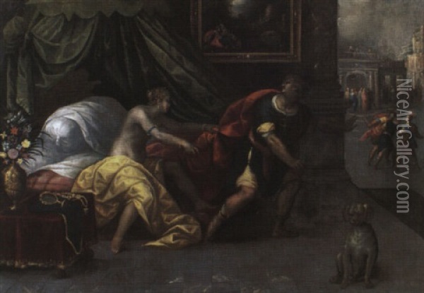 Potiphar, Die Frau Des Pharaos Und Josef Von Zgypten Oil Painting - Leandro da Ponte Bassano