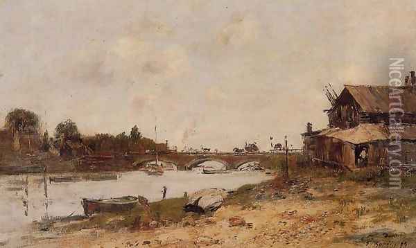 Bridge over the Touques at Deauville Oil Painting - Eugene Boudin
