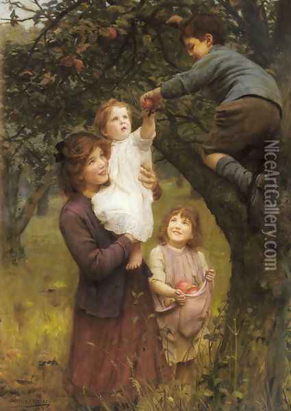 Picking Apples Oil Painting - Arthur John Elsley