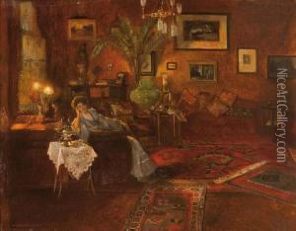 Dama Sentada En Un Interior Oil Painting - Raphael Rosenberger