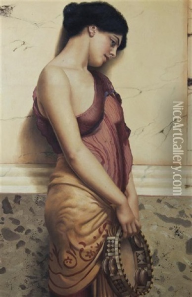 Girl With Tambourine Oil Painting - John William Godward