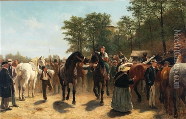 Horse Market Oil Painting - Reiner Dahlen