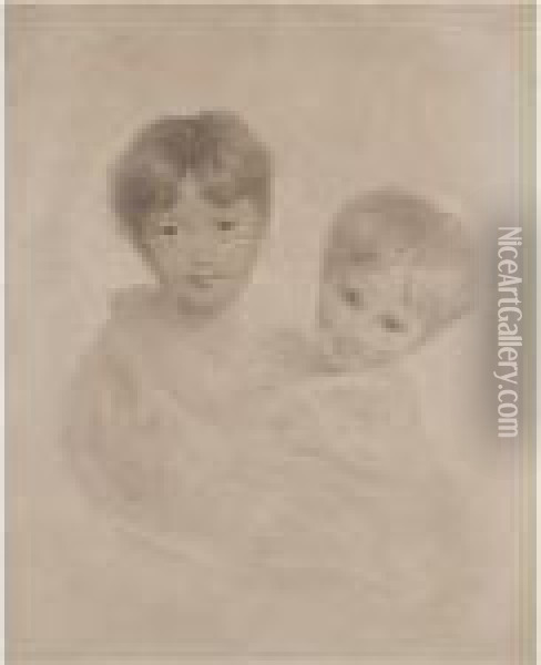 Portrait Sketch Of Two Boys, 
Possibly George, 3rd Marquesstownshend (1778-1855) And His Younger 
Brother Charles(1785-1853) Oil Painting - Sir Thomas Lawrence