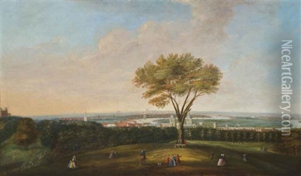 A Panoramic View Of Greenwich Oil Painting - Jan Griffier the Elder
