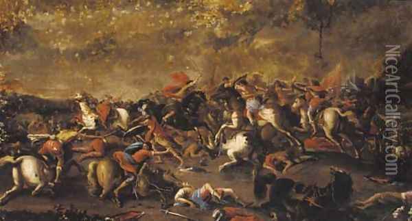 A cavalry engagement Oil Painting - Salvator Rosa