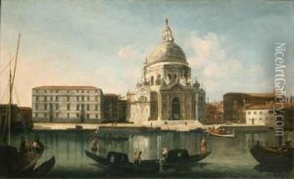 The Grand Canal And Santa Maria Della Salute, Venice Oil Painting - Francesco Albotto