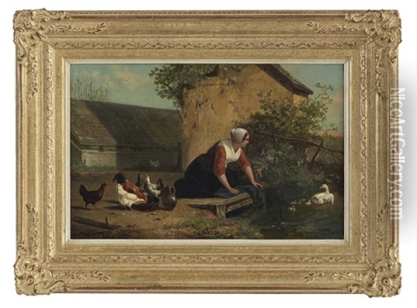 La Fermiere Decouvrant La Nichee De Carnards Oil Painting - Henri De Beul
