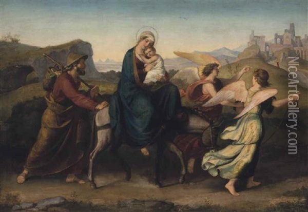 The Flight Into Egypt Oil Painting - Johann Michael Wittmer the Younger
