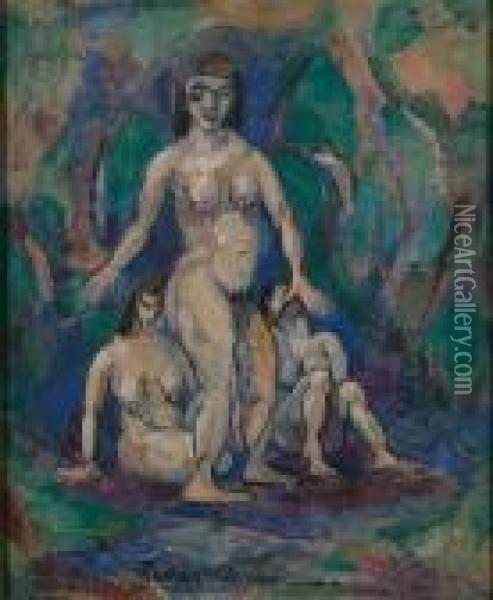 Three Figures Oil Painting - Harry Phelan Gibb