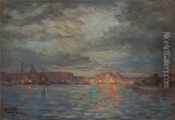 View Over Stockholm Oil Painting - Prince (Napoleon Nicolaus) Eugen